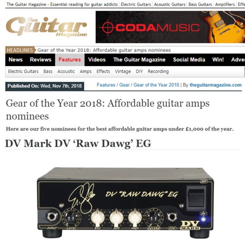 The DV Raw Dawg EG nominated for Best Affordable Guitar Amp
