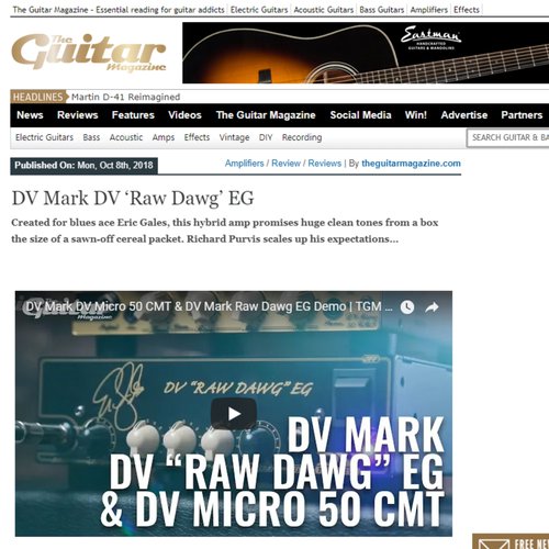 The DV ‘Raw Dawg’ EG gets a 9/10 from The Guitar Magazine